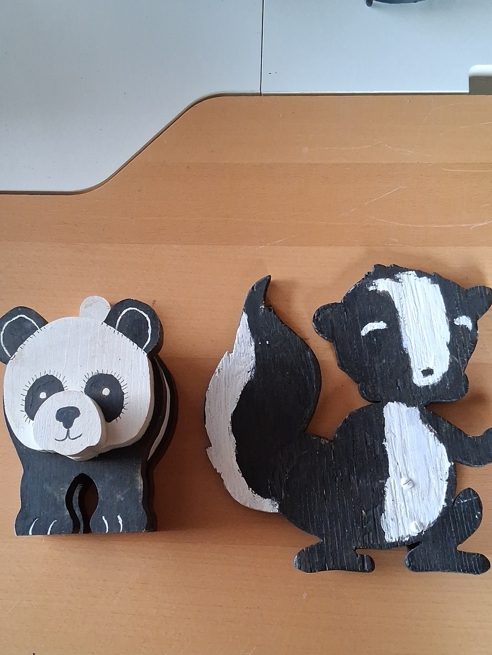 Hand-Painted Black & White Wooden Animal Décor Set